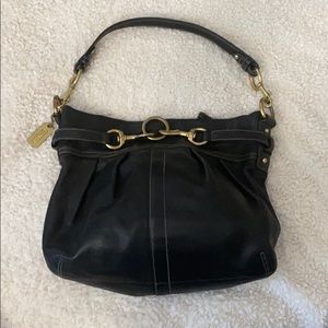 Black leather hobo coach bag